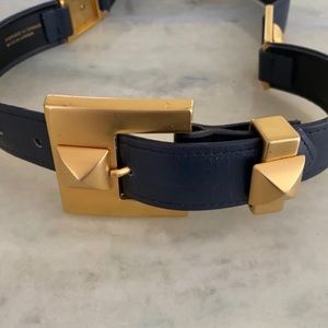 Blue leather belt